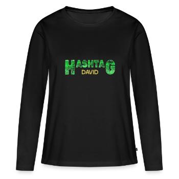 David - Frauen Premium Bio Langarmshirt - Schwarz - Vorne - Julia (174cm)