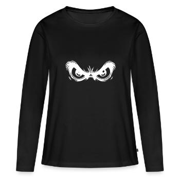 Grimmige Augen mit starrem Blick - Frauen Premium Bio Langarmshirt - Schwarz - Vorne - Julia (174cm)