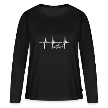 Herzschlag für Elegante vintage Hochsee Haie - Frauen Premium Bio Langarmshirt - Schwarz - Vorne - Julia (174cm)