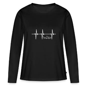 Herzschlag für Elegante schnelle Hochsee Haie - Frauen Premium Bio Langarmshirt - Schwarz - Vorne - Julia (174cm)