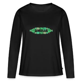 Amelia - Frauen Premium Bio Langarmshirt - Schwarz - Vorne - Julia (174cm)