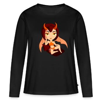Sexy petit diable halloween - T-shirt manches longues Premium bio Femme - noir - Devant - Julia (174cm)