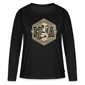 MMA - T-shirt manches longues Premium bio Femme - noir - Devant - Julia (174cm)