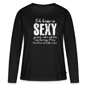 Curvy Wife Gift Sexy Curvy Model Plus Size - Women's Premium Organic Long Sleeve Shirt - black - Front - Julia (174cm)