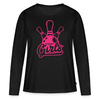 Bowling Girls - Frauen Premium Bio Langarmshirt - Schwarz - Vorne - Julia (174cm)