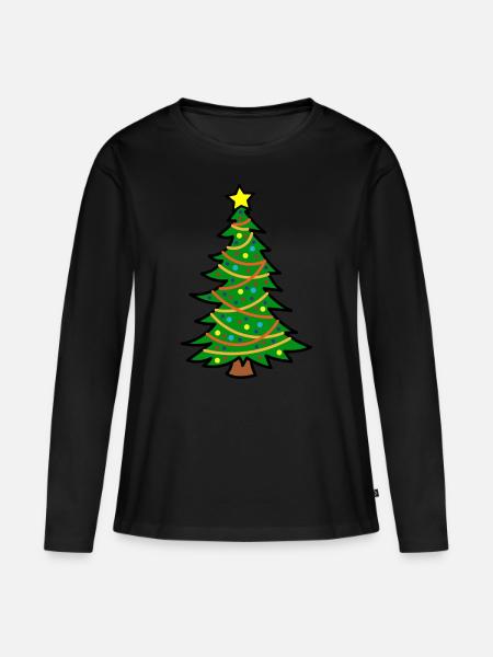 Christmas tree / Weihnachtsbaum - Frauen Premium Bio Langarmshirt - Schwarz