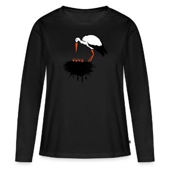 Storch und sein Nest mit Nachwuchs Graffiti - Frauen Premium Bio Langarmshirt - Schwarz - Vorne - Julia (174cm)