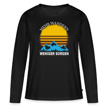 Mehr Wandern - Frauen Premium Bio Langarmshirt - Schwarz - Vorne - Julia (174cm)