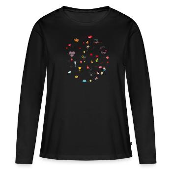 girly ABC book / abécédaire girly - T-shirt manches longues Premium bio Femme - noir - Devant - Julia (174cm)