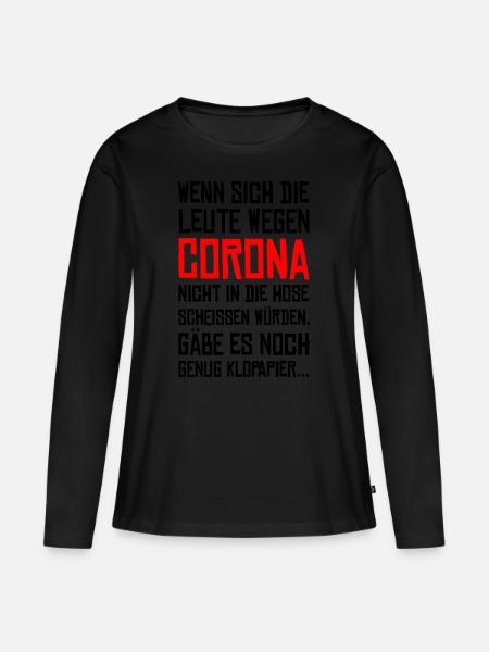 Corona Virus Klopapier - schwarz - Frauen Premium Bio Langarmshirt - Schwarz