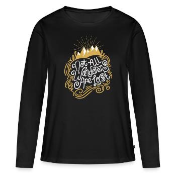Tous les vagabonds ne sont pas perdus - T-shirt manches longues Premium bio Femme - noir - Devant - Julia (174cm)