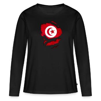 Drapeau tunisien - T-shirt manches longues Premium bio Femme - noir - Devant - Julia (174cm)