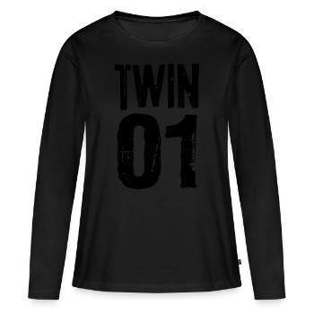 Twin 01 02 Twins Partnerlook Twin cadeau - T-shirt manches longues Premium bio Femme - noir - Devant - Julia (174cm)