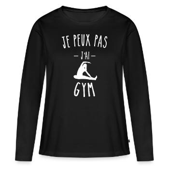 je peux pas j'ai gym - gymnastique - T-shirt manches longues Premium bio Femme - noir - Devant - Julia (174cm)