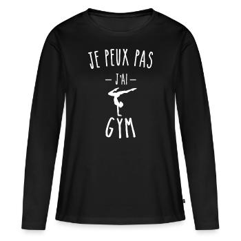 je peux pas j'ai gym - gym - sport - T-shirt manches longues Premium bio Femme - noir - Devant - Julia (174cm)