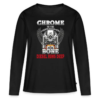 Chrome to the bone diesel runs deep - T-shirt manches longues Premium bio Femme - noir - Devant - Julia (174cm)