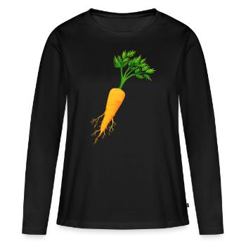 Carotte - Légume - Vegan - T-shirt manches longues Premium bio Femme - noir - Devant - Julia (174cm)