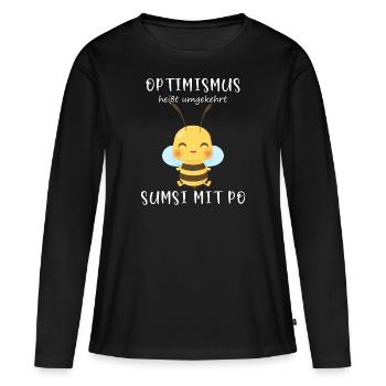 Biene Optimismus Sumsi mit Po - Frauen Premium Bio Langarmshirt - Schwarz - Vorne - Julia (174cm)