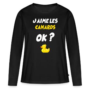 Mon Canard A Moi - T-shirt manches longues Premium bio Femme - noir - Devant - Julia (174cm)