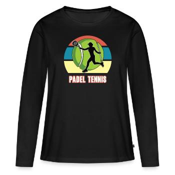 Padel Tennis Paddle Trendsport Spielerin Pádel - Frauen Premium Bio Langarmshirt - Schwarz - Vorne - Julia (174cm)