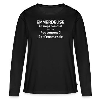 Emmerdeuse C'est Tout Moi - T-shirt manches longues Premium bio Femme - noir - Devant - Julia (174cm)