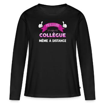 Meilleure collegue meme a distance Cadeau Femme - T-shirt manches longues Premium bio Femme - noir - Devant - Julia (174cm)