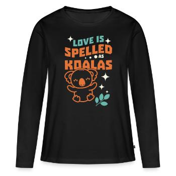 L’amour est orthographié comme Koalas - T-shirt manches longues Premium bio Femme - noir - Devant - Julia (174cm)
