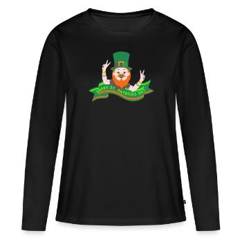 St. Patricks Day Irisch Kleeblatt Kobold Feiertag - Frauen Premium Bio Langarmshirt - Schwarz - Vorne - Julia (174cm)