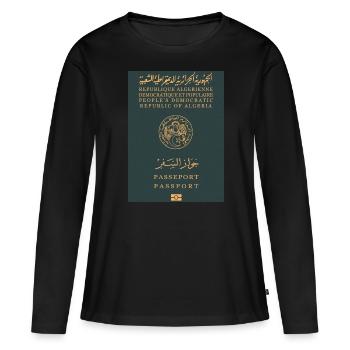 Passeport algérien - T-shirt manches longues Premium bio Femme - noir - Devant - Julia (174cm)