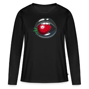Strawberry mouth - Women's Premium Organic Long Sleeve Shirt - black - Front - Julia (174cm)