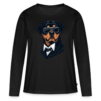 Rottweiler Der Geheimdienstagent Leo - Frauen Premium Bio Langarmshirt - Schwarz - Vorne - Julia (174cm)