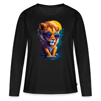 Niedlicher Babylöwe - Frauen Premium Bio Langarmshirt - Schwarz - Vorne - Julia (174cm)