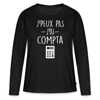 Comptable | Comptabilité | Compter | Chiffre - T-shirt manches longues Premium bio Femme - noir - Devant - Julia (174cm)