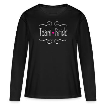 Équipe Mariée Mariée Coeur Rose Mariage Fête De Mariage - T-shirt manches longues Premium bio Femme - noir - Devant - Julia (174cm)