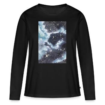 Galaxy Nebula Galaxie Nebel Nerd Astronomie space - Frauen Premium Bio Langarmshirt - Schwarz - Vorne - Julia (174cm)