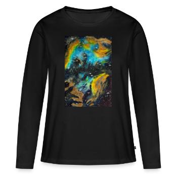 Galaxy Nebula NGC 5189 Galaxie Nebel Nerd Astro - Frauen Premium Bio Langarmshirt - Schwarz - Vorne - Julia (174cm)