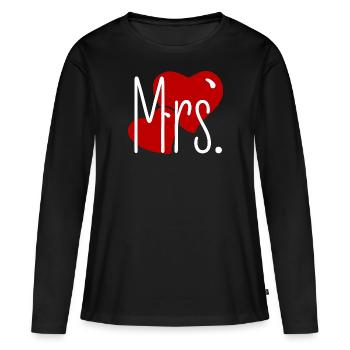 Partnerlook Mr and Mrs Valentinstag Passendes Paar - Frauen Premium Bio Langarmshirt - Schwarz - Vorne - Julia (174cm)