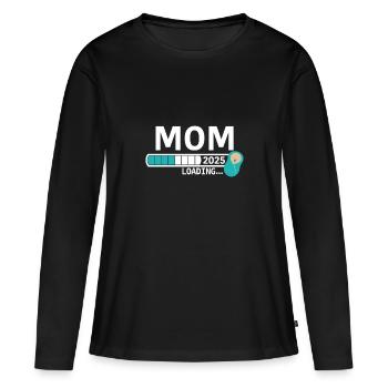 Maman 2025 chargement... - T-shirt manches longues Premium bio Femme - noir - Devant - Julia (174cm)