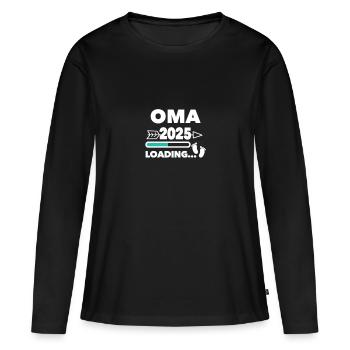 Oma 2025 - Frauen Premium Bio Langarmshirt - Schwarz - Vorne - Julia (174cm)