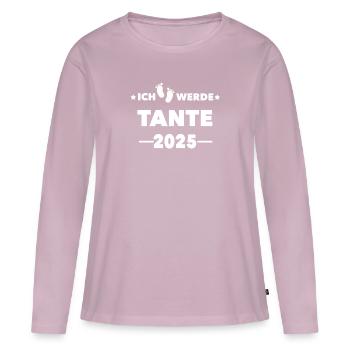 Je serai tante en 2025 - T-shirt manches longues Premium bio Femme - rose poudré - Devant - Julia (174cm)