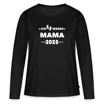 Je serai maman en 2025 - T-shirt manches longues Premium bio Femme - noir - Devant - Julia (174cm)