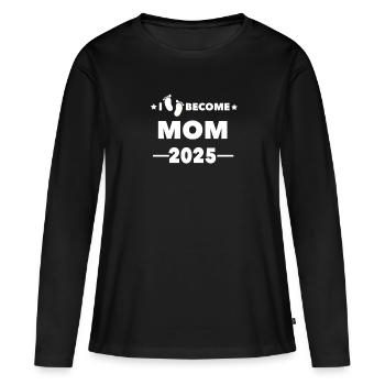 Je deviens MAMAN 2025 - T-shirt manches longues Premium bio Femme - noir - Devant - Julia (174cm)
