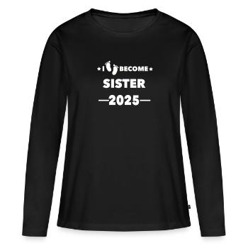 Je deviens Sœur 2025 - T-shirt manches longues Premium bio Femme - noir - Devant - Julia (174cm)