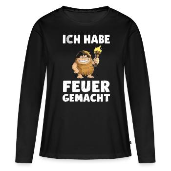 Ich hab Feuer gemacht für alle Männer - Frauen Premium Bio Langarmshirt - Schwarz - Vorne - Julia (174cm)