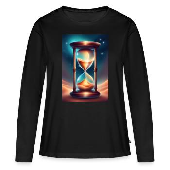 Un sablier sur le sable du désert - T-shirt manches longues Premium bio Femme - noir - Devant - Julia (174cm)