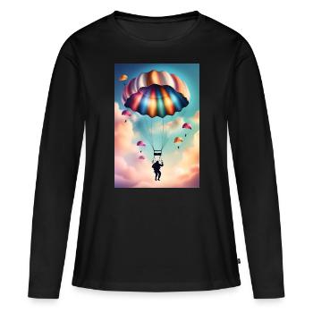 Bunter Fallschirm - Frauen Premium Bio Langarmshirt - Schwarz - Vorne - Julia (174cm)