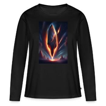 Météorite froide - T-shirt manches longues Premium bio Femme - noir - Devant - Julia (174cm)