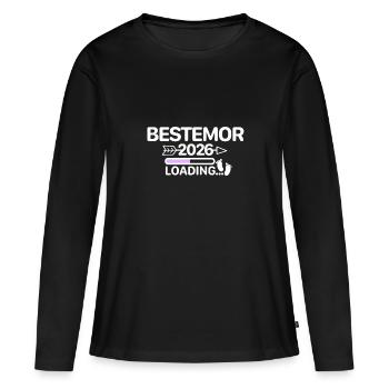 Bestemor 2026 Pieds de Bébé - T-shirt manches longues Premium bio Femme - noir - Devant - Julia (174cm)