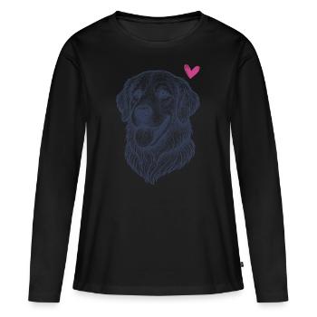 Golden Retriever – Freundlich, Treu & Herzlich - Frauen Premium Bio Langarmshirt - Schwarz - Vorne - Julia (174cm)