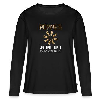 Pommes sind frittierte Sonnenstrahlen - Frauen Premium Bio Langarmshirt - Schwarz - Vorne - Julia (174cm)